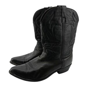 Masterson Boot Co Western Cowboy Boots Black Leather Metal Tips Men 16EW RB885